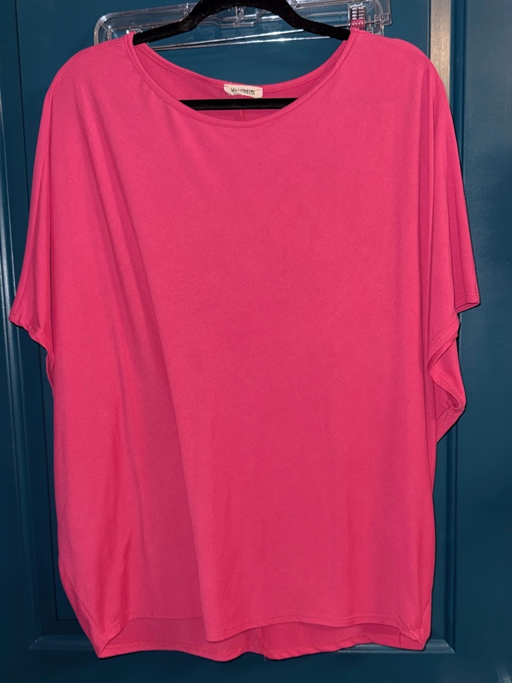 Blumin Bright Pink Women's Short Sleeve Batwing Style Top